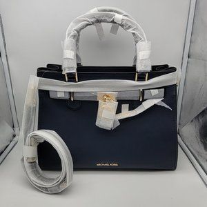 Michael Kors Hamilton Medium Satchel Navy Blue